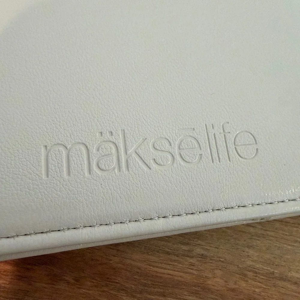 Makselife Folio Cover A5 Cream Vegan Leather Planner Organizer Snap Closure